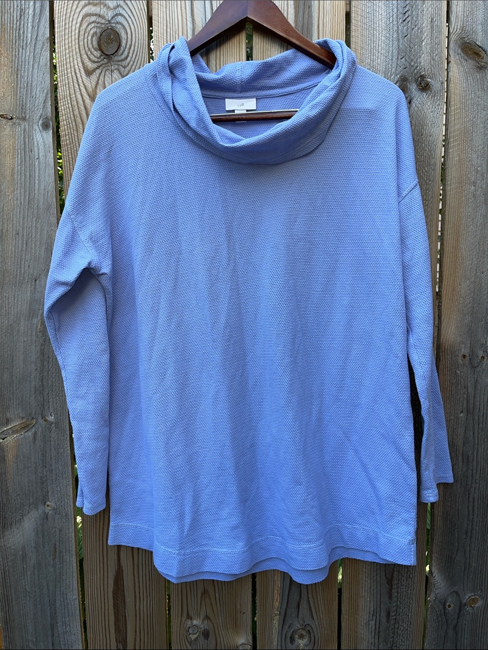 J. Jill Pale Blue Cowl Neck Textured Knit Pullover Size L